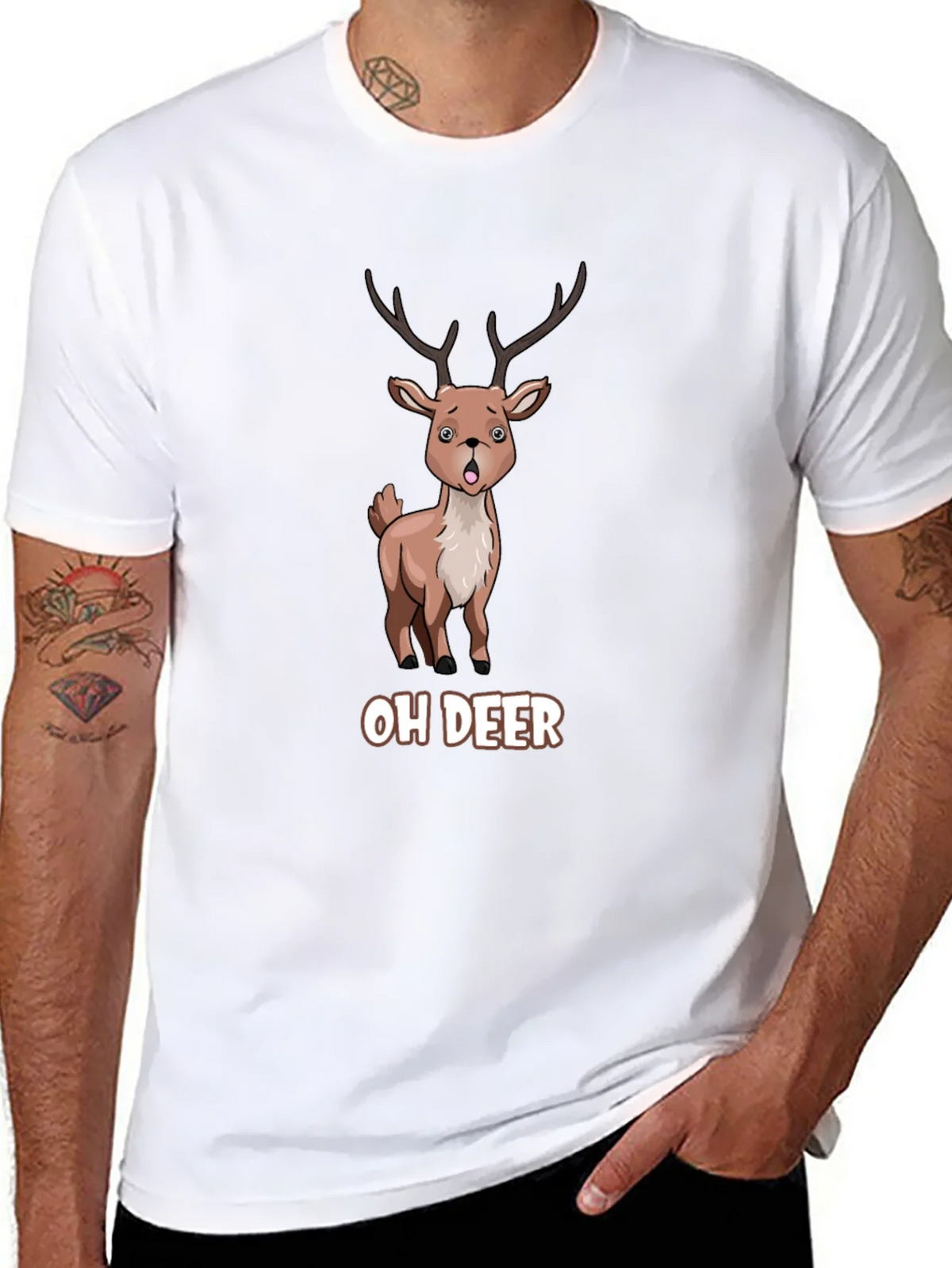 Oh Deer Funny Cartoon Graphic T-Shirt product image 7