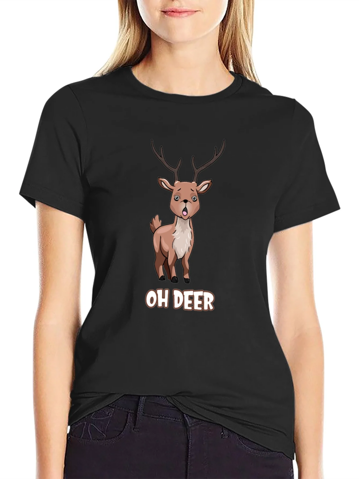 Oh Deer Funny Cartoon Graphic T-Shirt product image 2