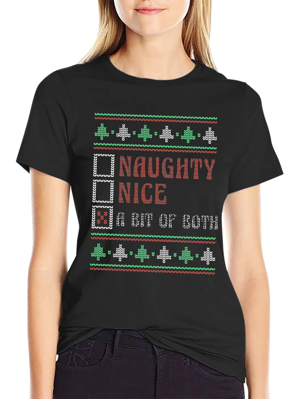 Naughty Nice A Bit of Both Ugly Christmas Sweater T-Shirt product image 2
