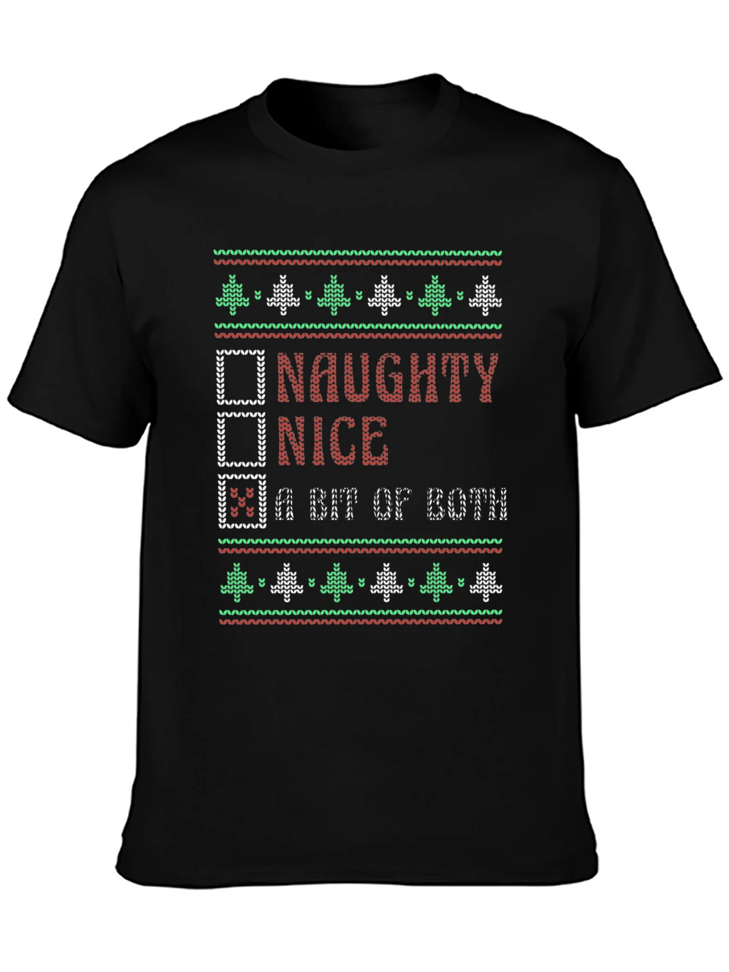Naughty Nice A Bit of Both Ugly Christmas Sweater T-Shirt product image 3