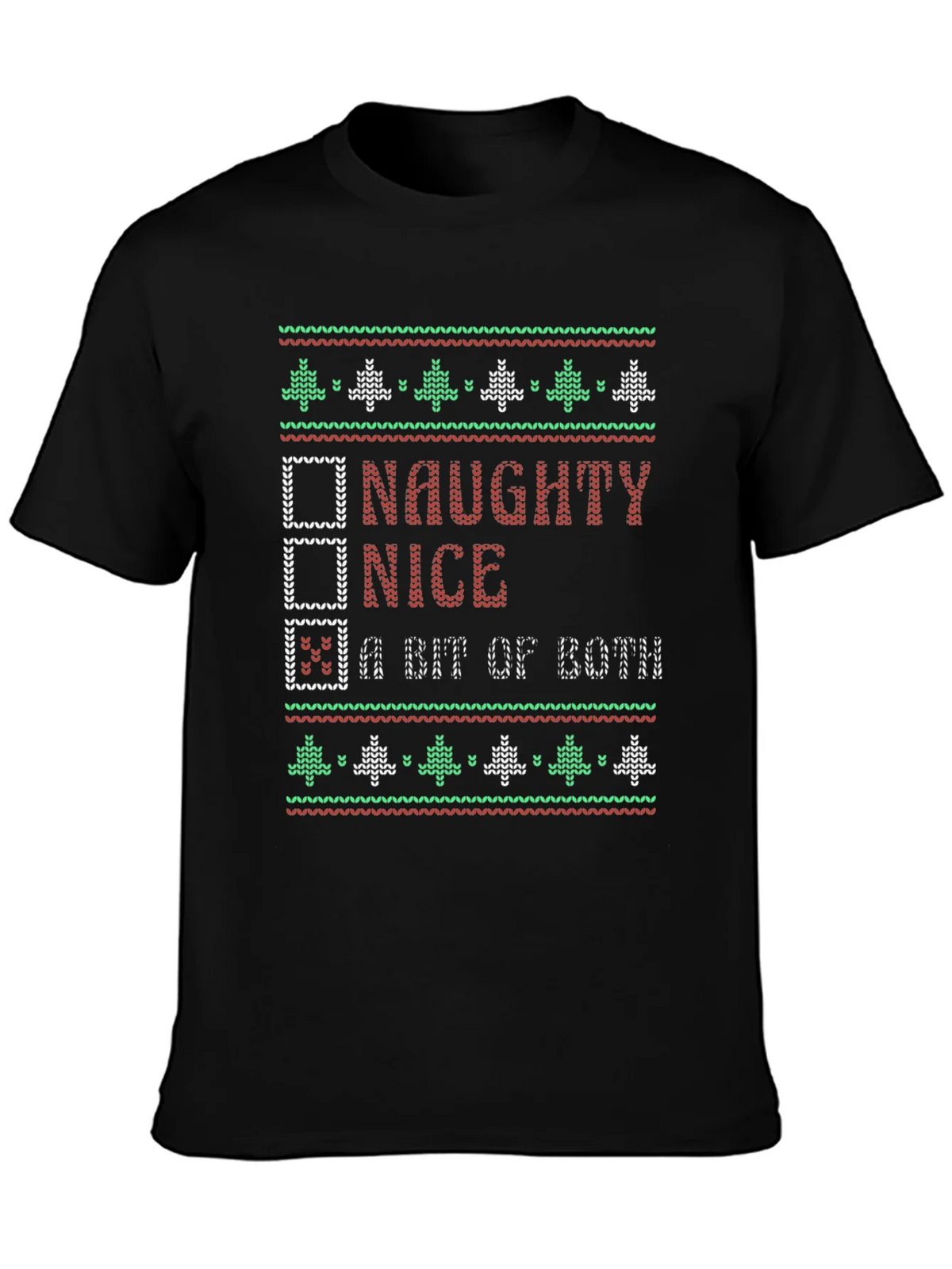 Naughty Nice A Bit of Both Ugly Christmas Sweater T-Shirt product image 3