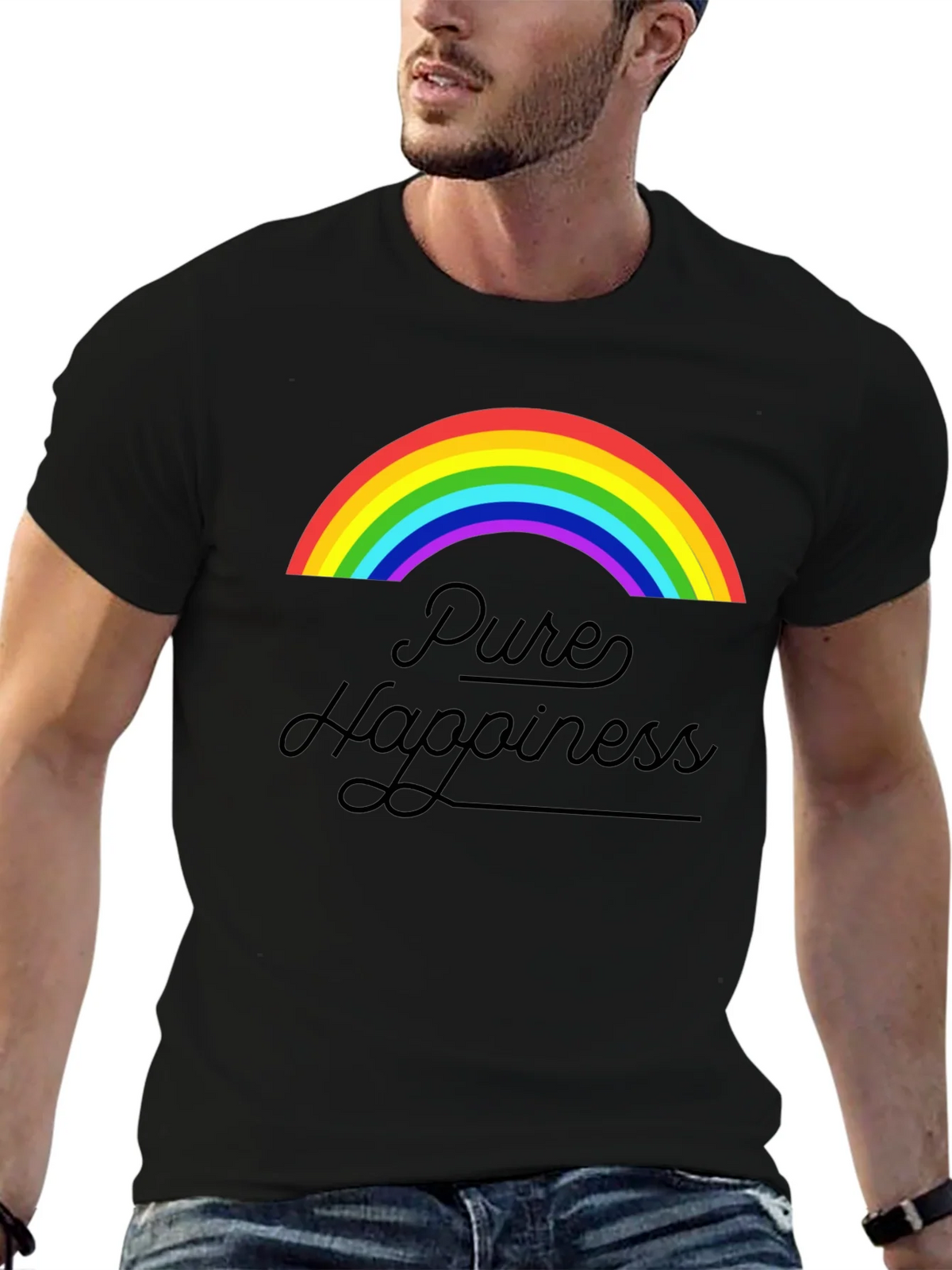 Pure Happiness Rainbow Graphic Tee - Black product image 6