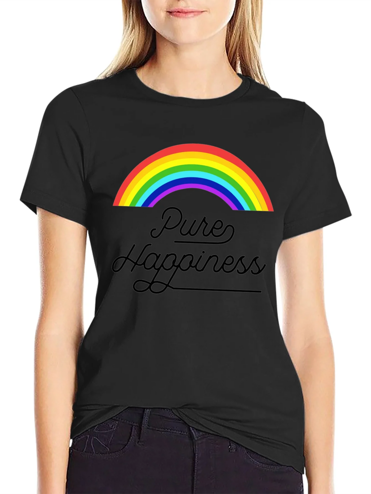 Pure Happiness Rainbow Graphic Tee - Black product image 2