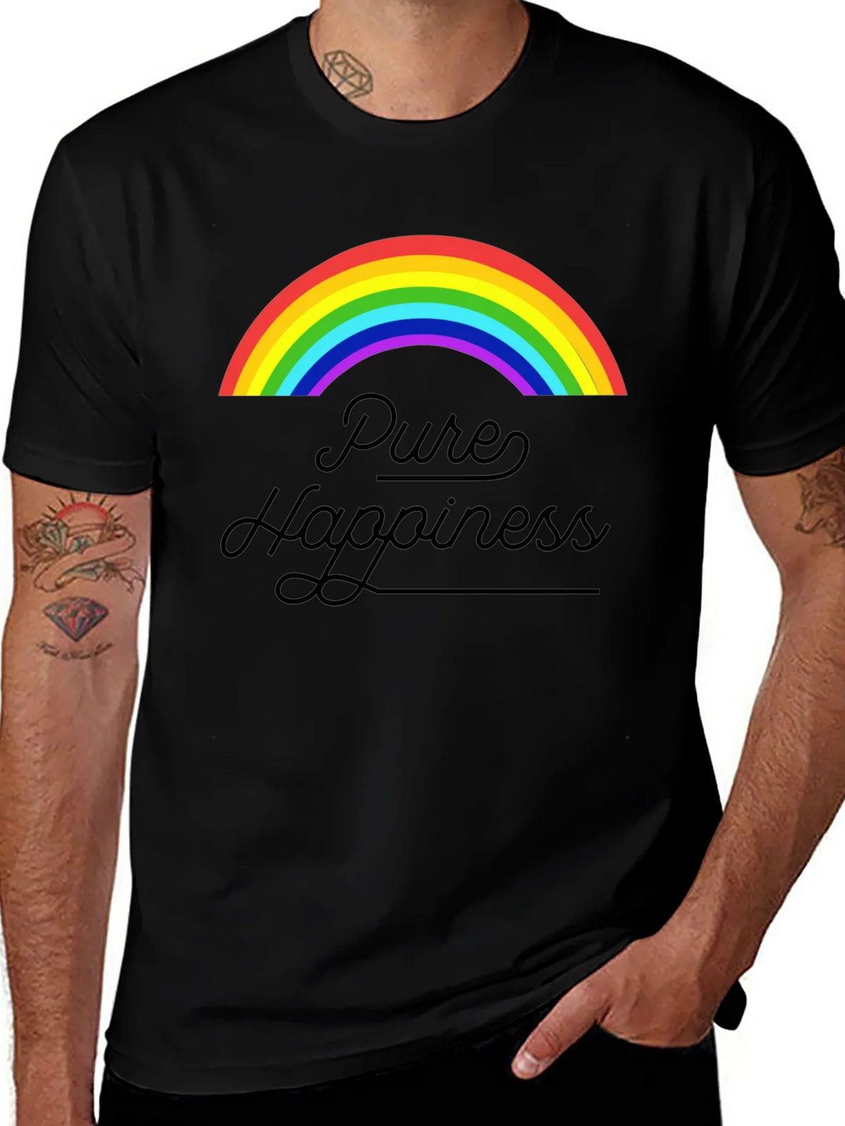 Pure Happiness Rainbow Graphic Tee - Black product image 1