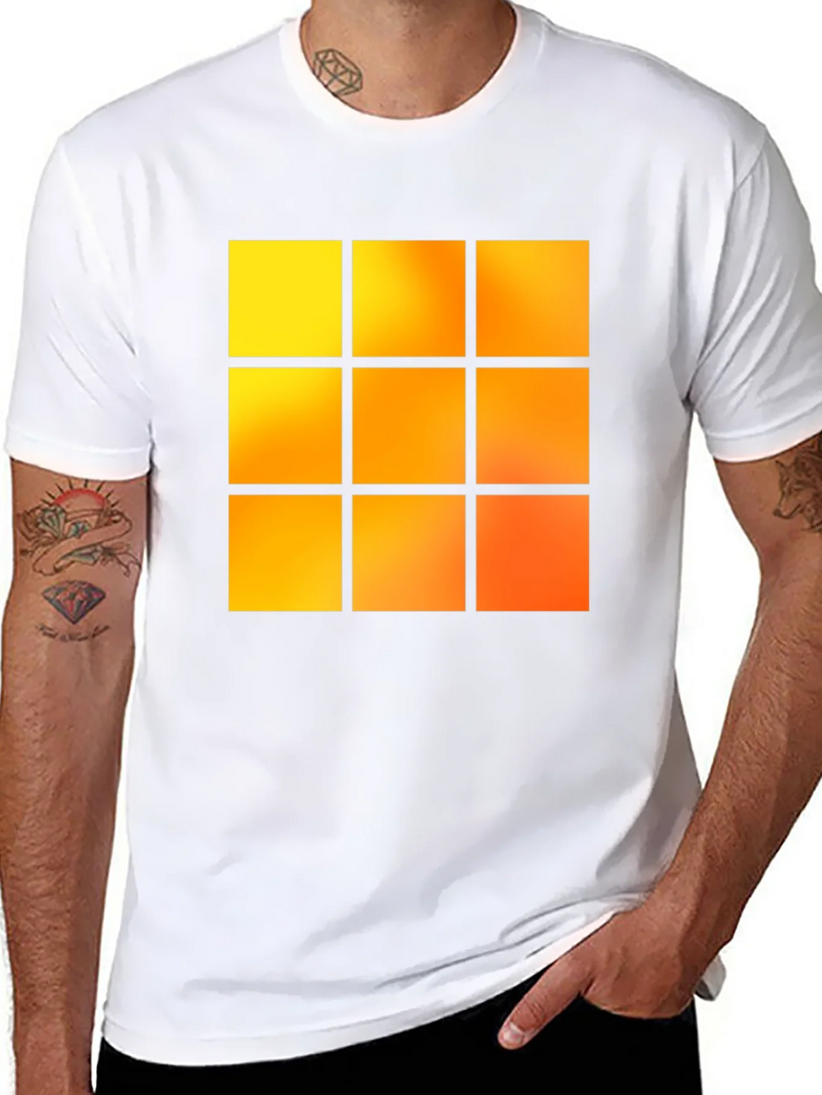 Geometric 9-Square Block Graphic Tee - Black product image 7