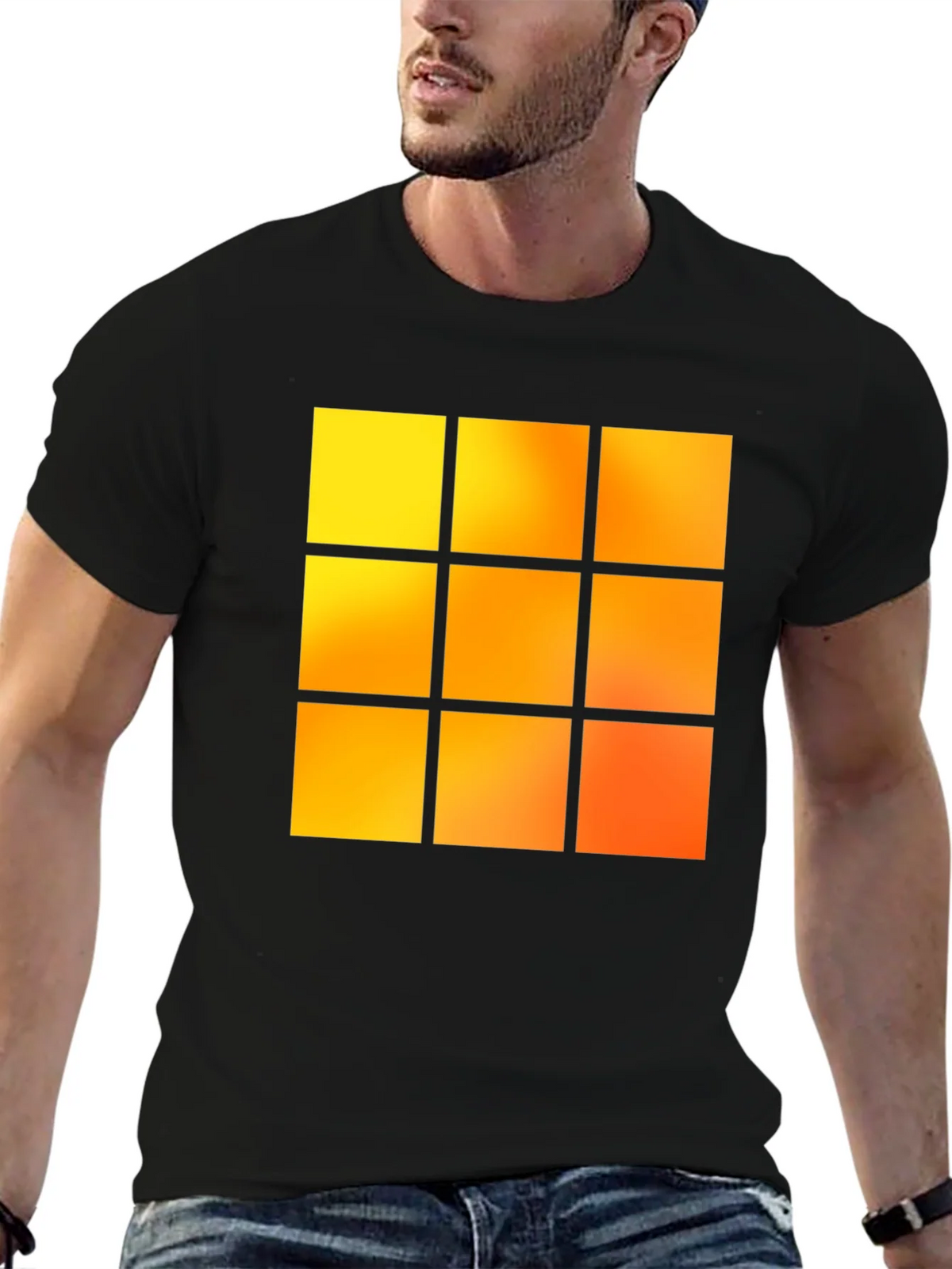 Geometric 9-Square Block Graphic Tee - Black product image 6