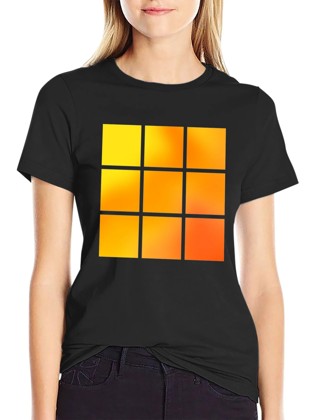 Geometric 9-Square Block Graphic Tee - Black product image 2