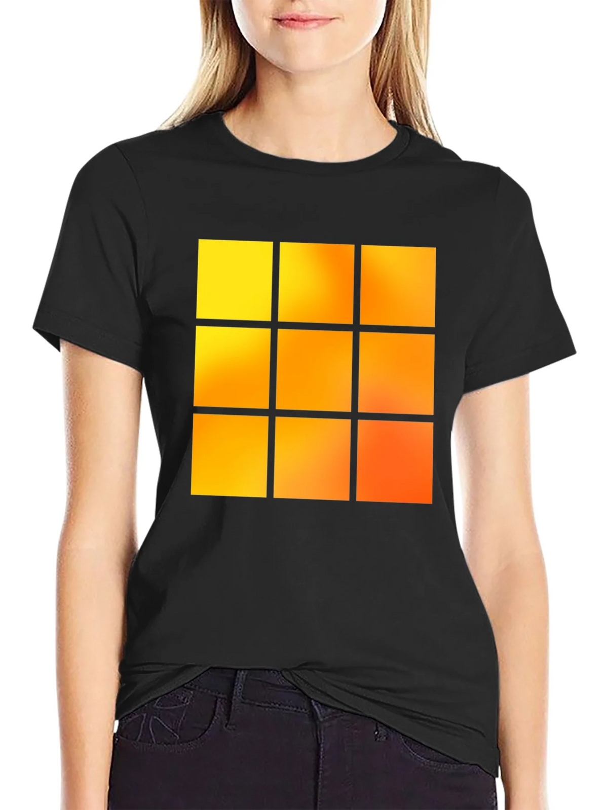 Geometric 9-Square Block Graphic Tee - Black product image 2