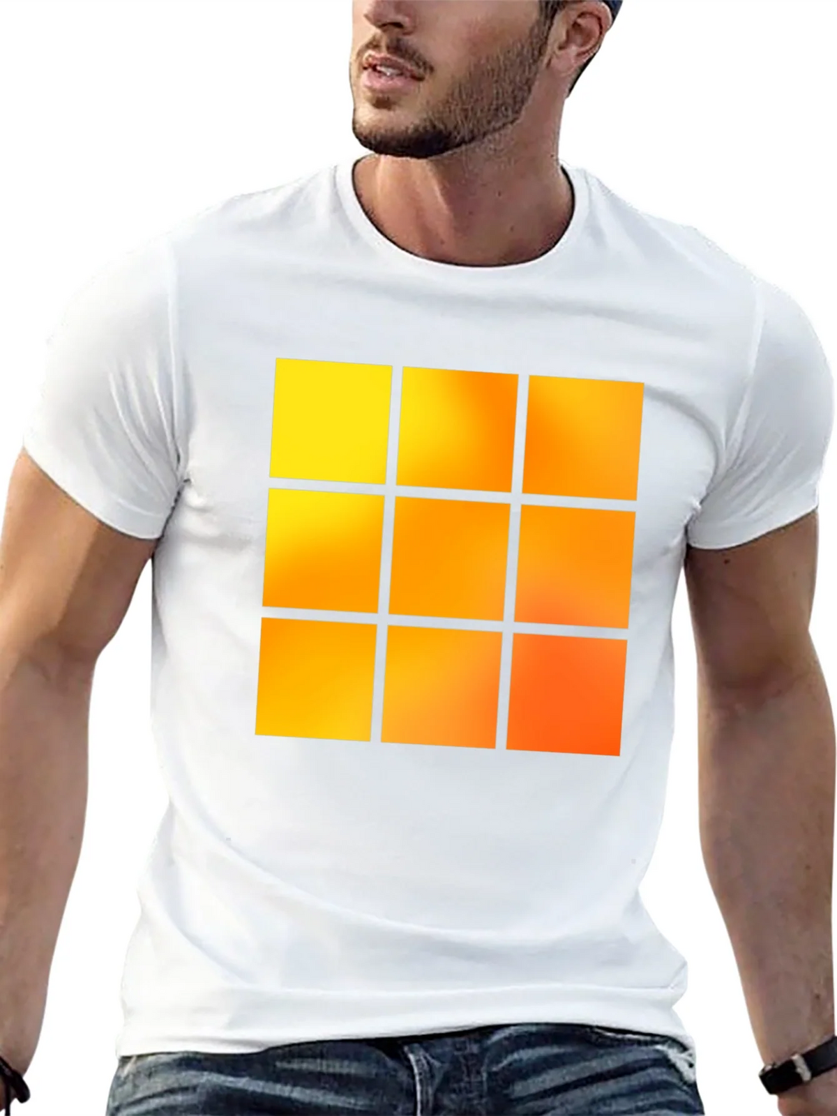 Geometric 9-Square Block Graphic Tee - Black product image 12