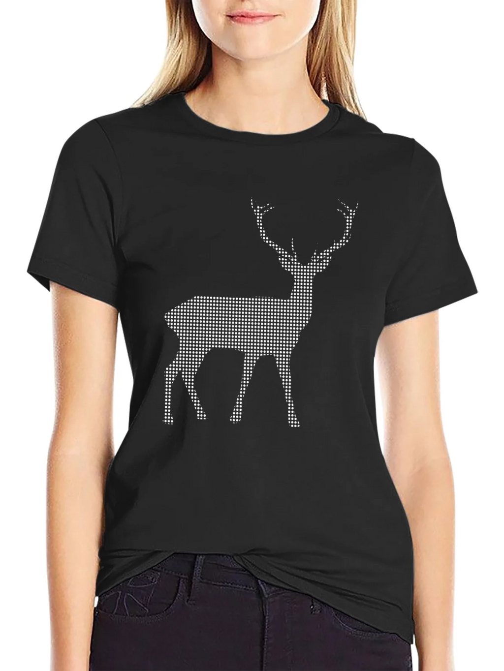 Black T-Shirt with Pixel Deer Design product image 2