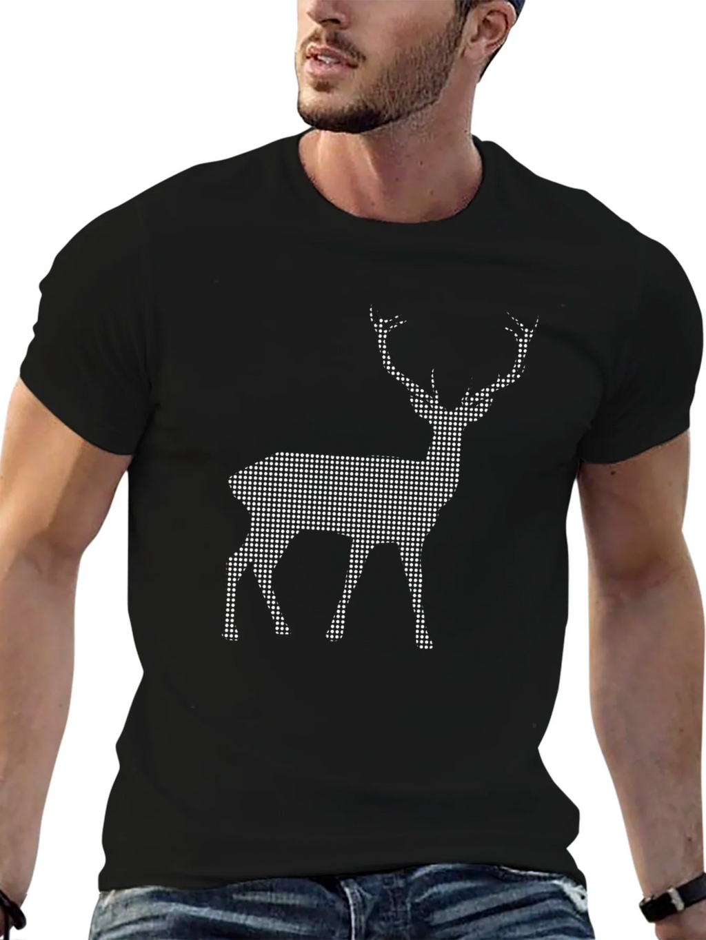 Black T-Shirt with Pixel Deer Design product image 6