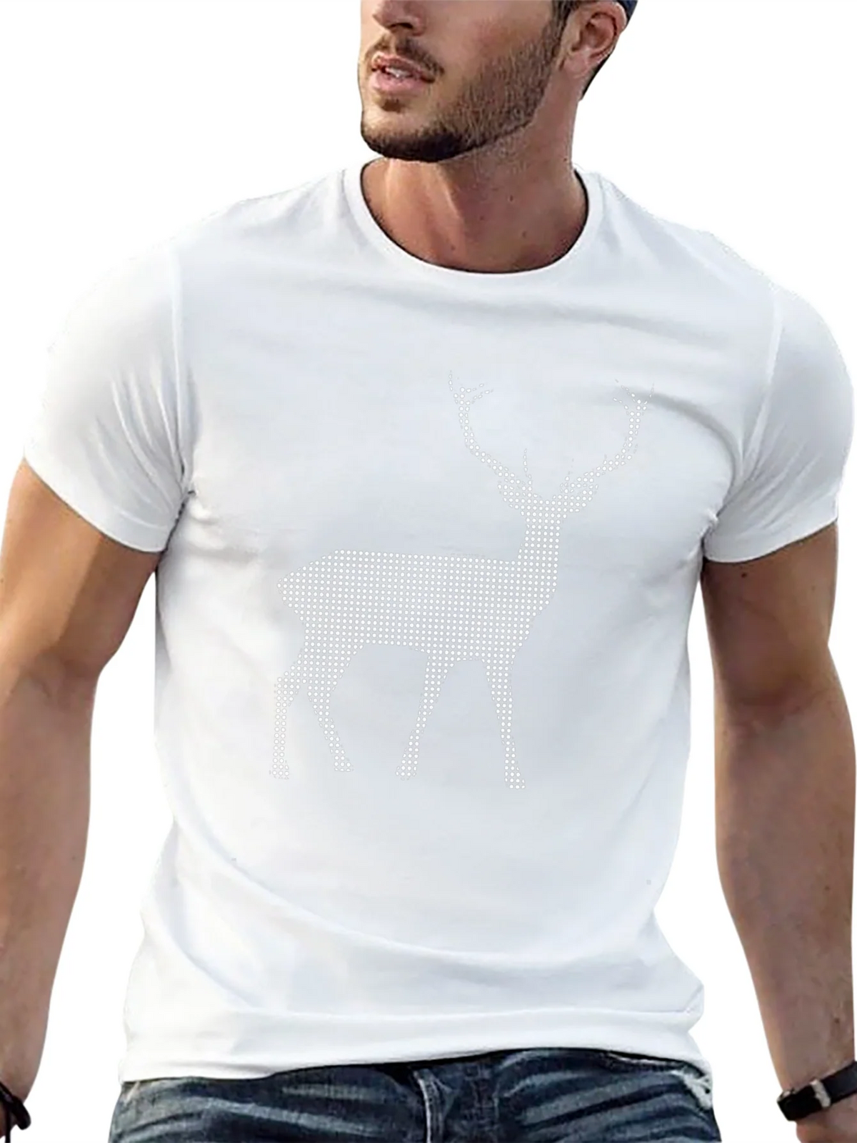 Black T-Shirt with Pixel Deer Design product image 12