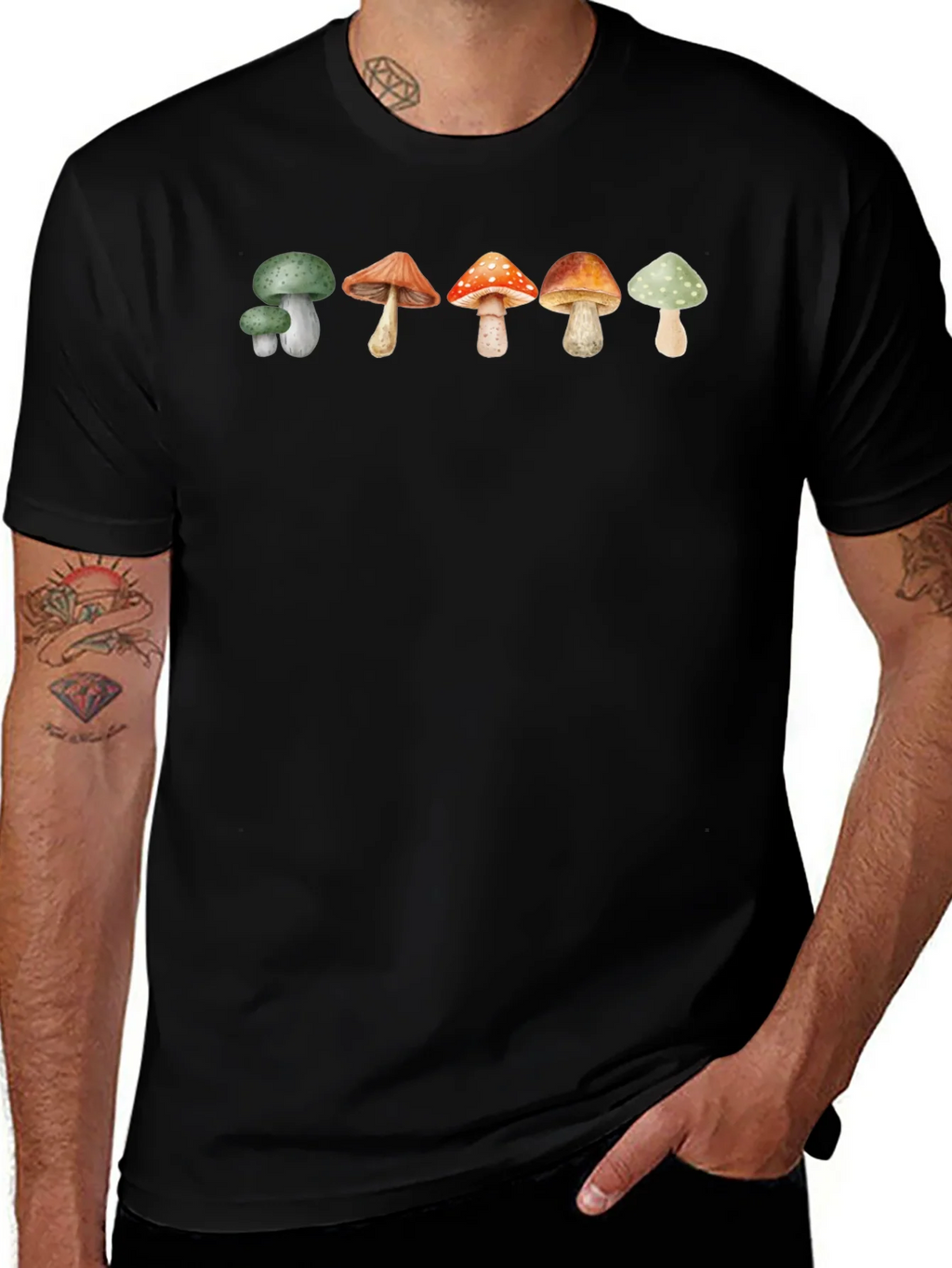 Mushroom Print T-Shirt - Black product image 1