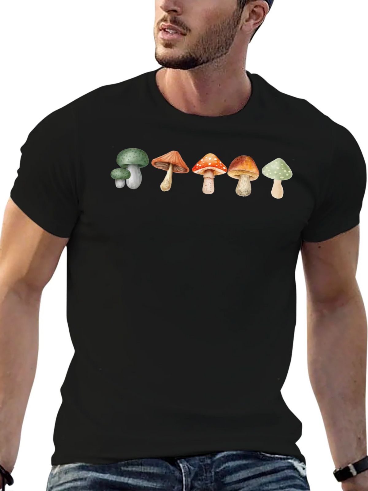Mushroom Print T-Shirt - Black product image 4