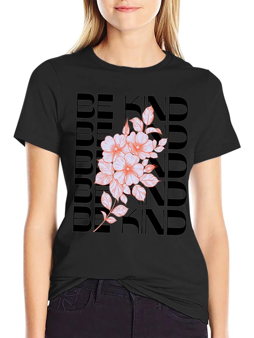 Be Kind Floral Graphic Tee - Black product image 2