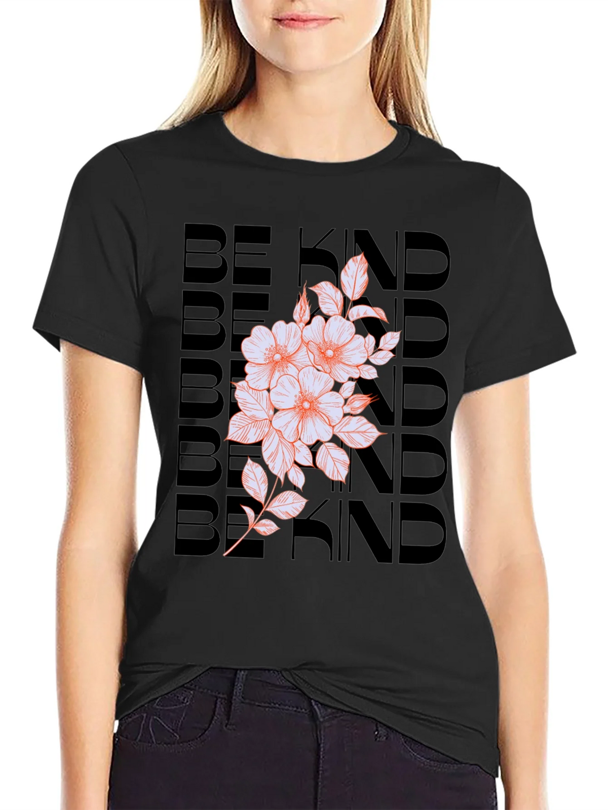 Be Kind Floral Graphic Tee - Black product image 2