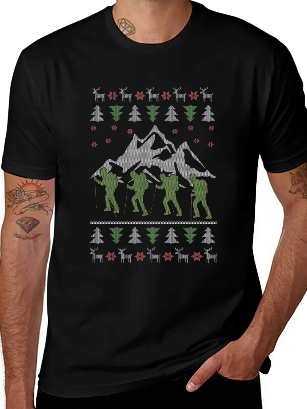 Hiking Adventure Ugly Christmas T-Shirt product image 1