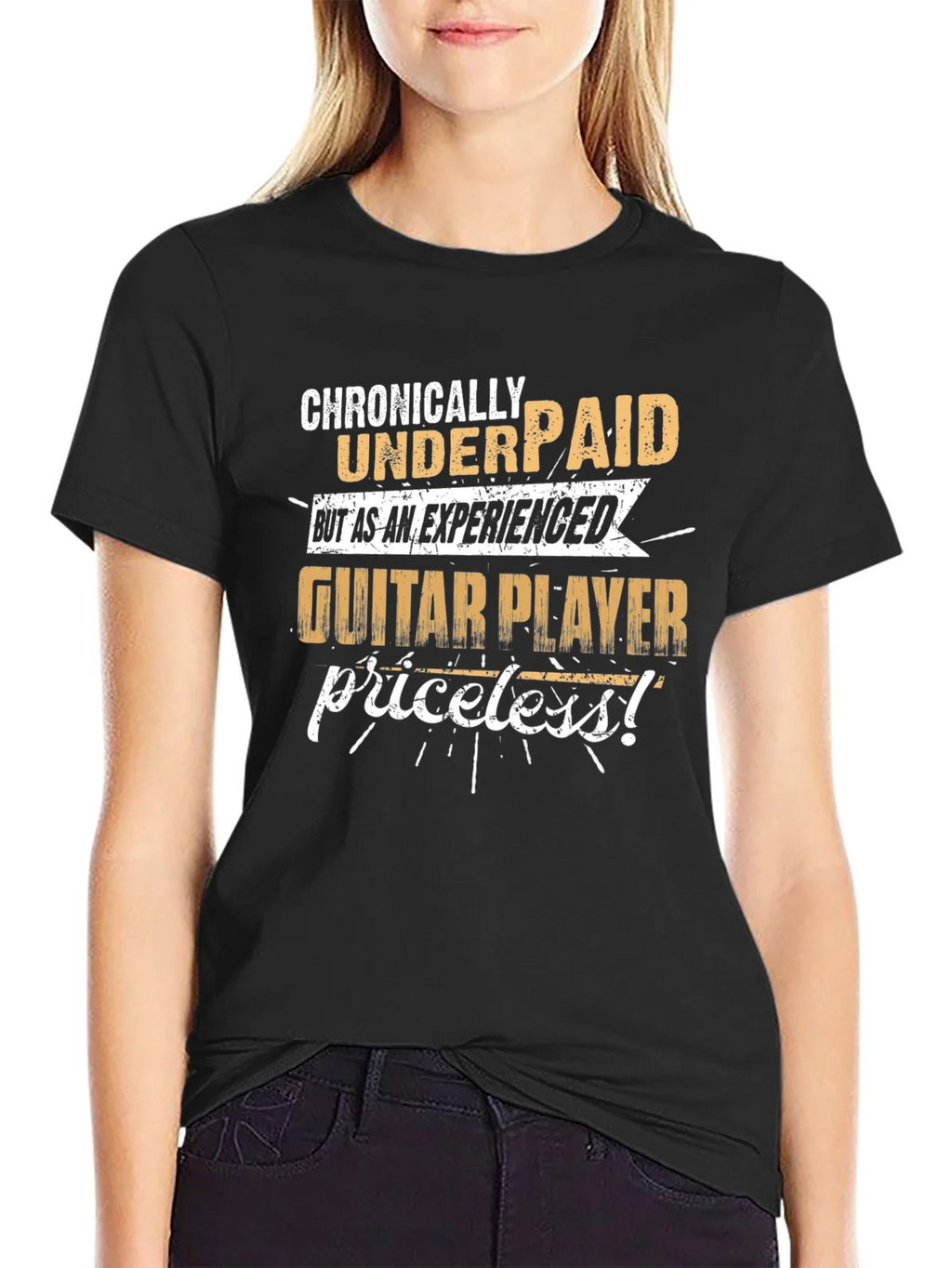 Chronically Underpaid Guitar Player Black T-Shirt product image 1
