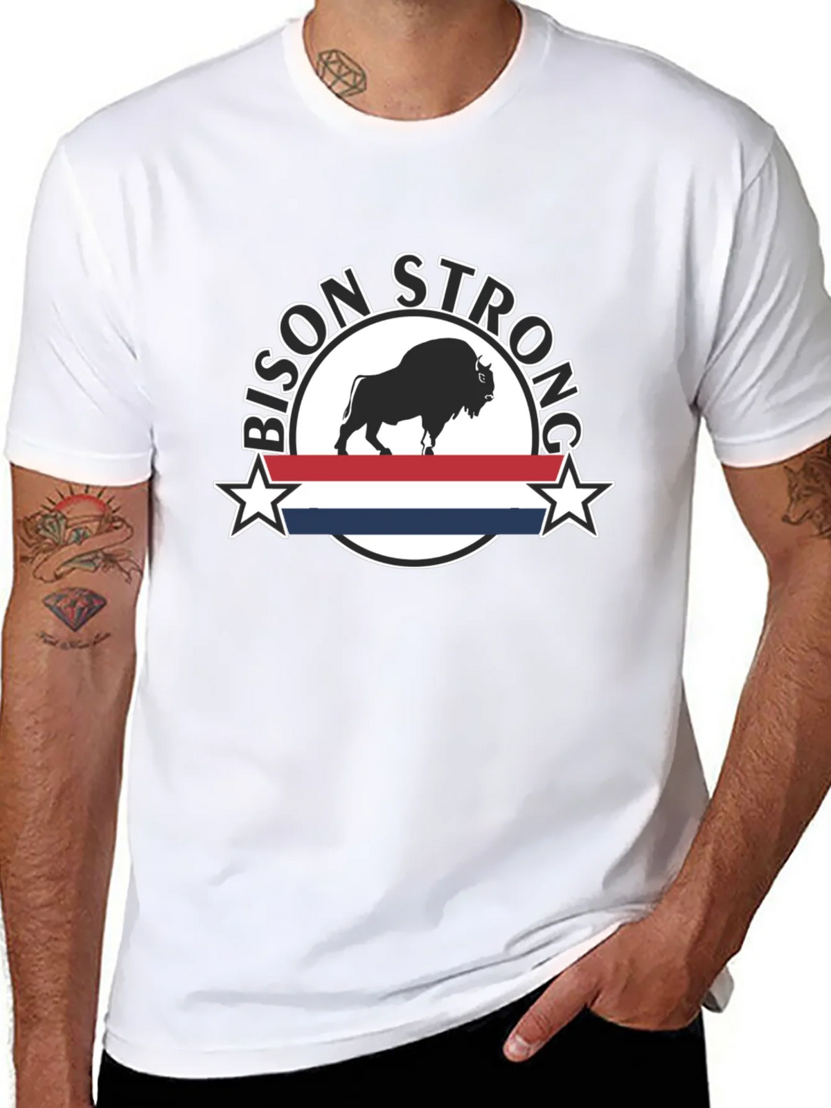 Bison Strong Graphic Tee - Black Unisex T-Shirt product image 7