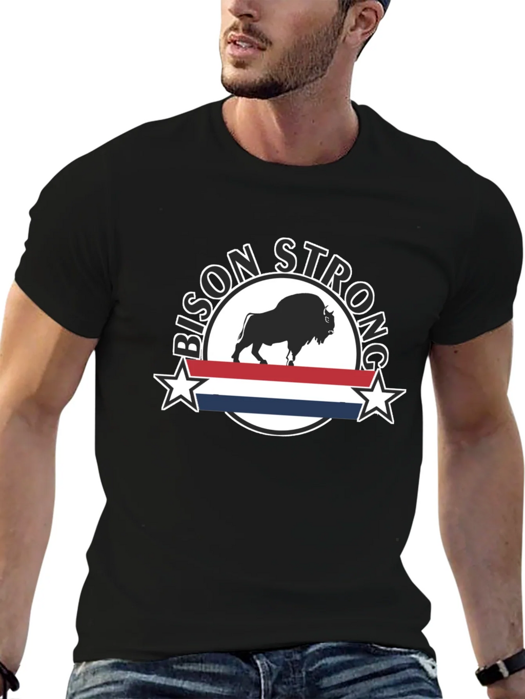 Bison Strong Graphic Tee - Black Unisex T-Shirt product image 6