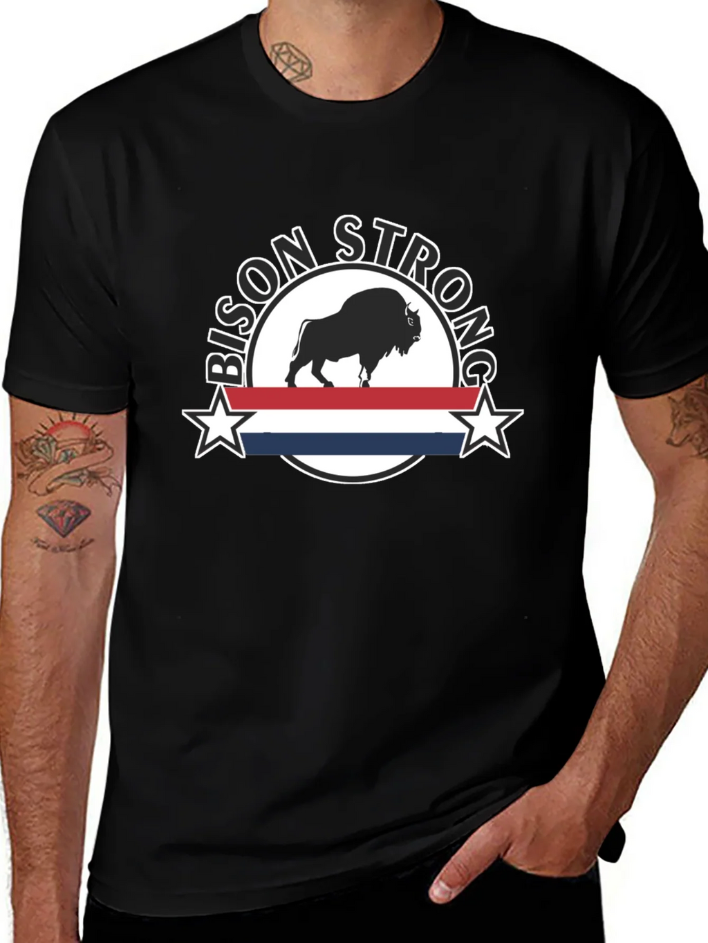 Bison Strong Graphic Tee - Black Unisex T-Shirt product image 1
