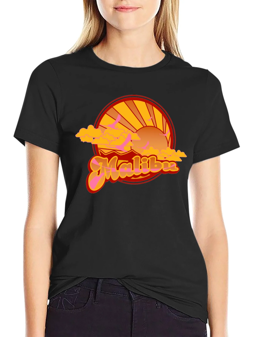 Retro Malibu Graphic Tee - Black Short Sleeve Shirt product image 1