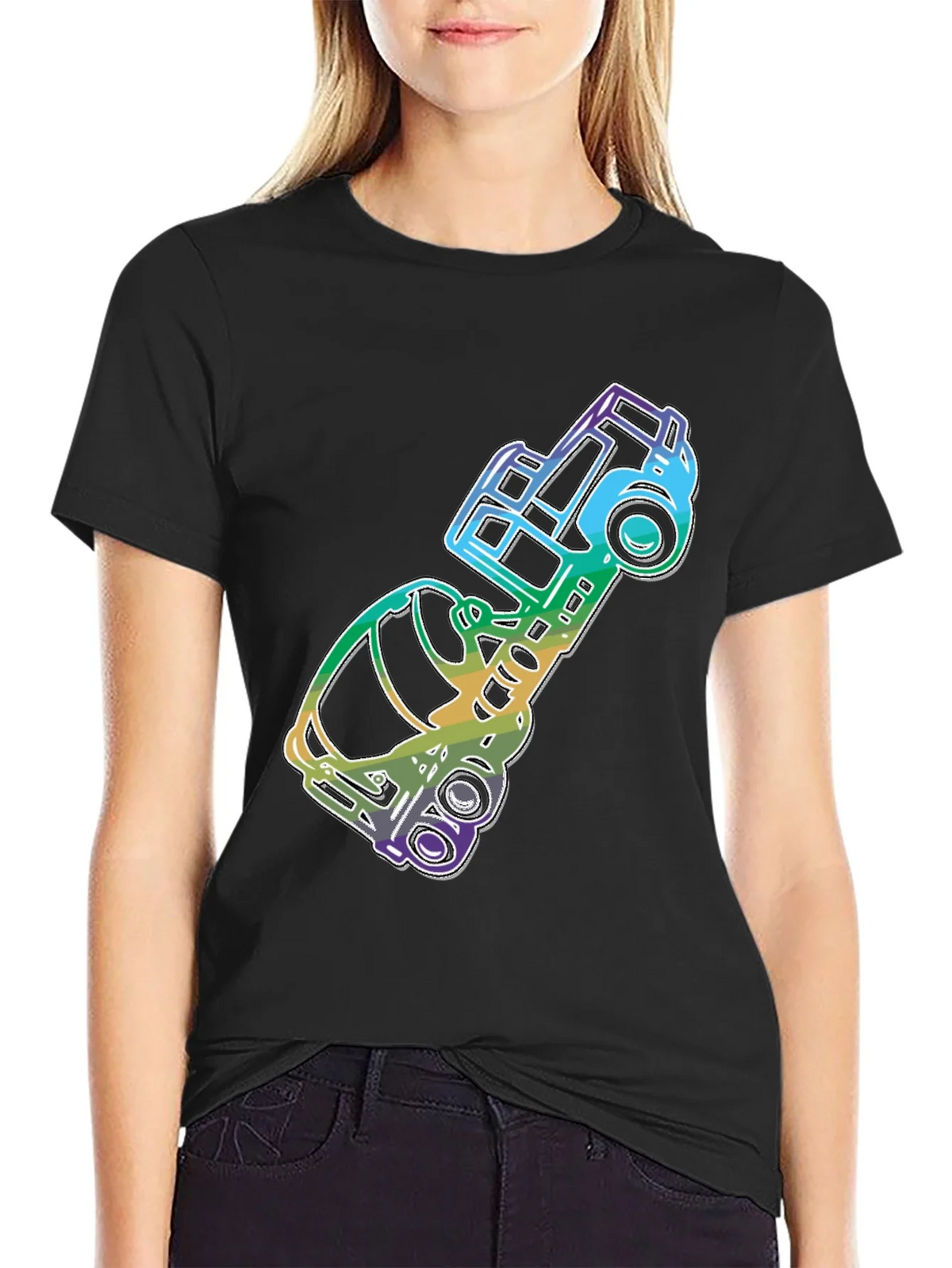 Retro Rainbow Car Graphic Tee - Black product image 2