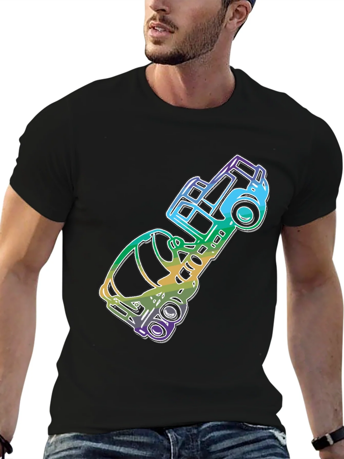 Retro Rainbow Car Graphic Tee - Black product image 6