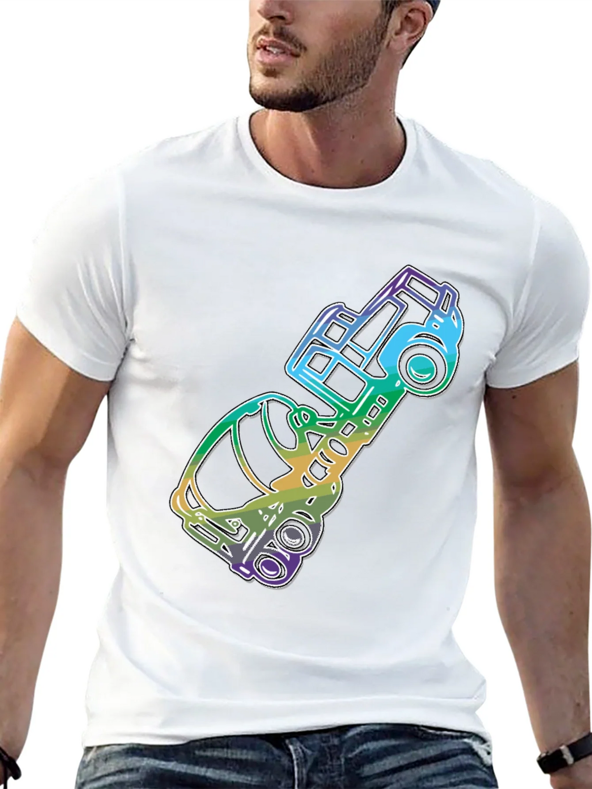 Retro Rainbow Car Graphic Tee - Black product image 12