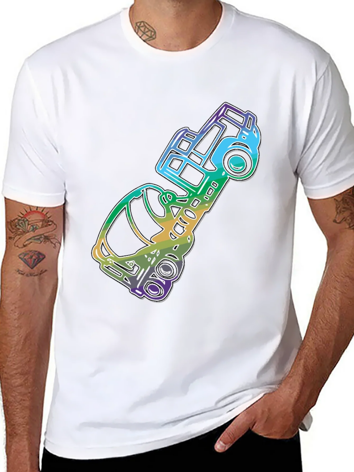 Retro Rainbow Car Graphic Tee - Black product image 7