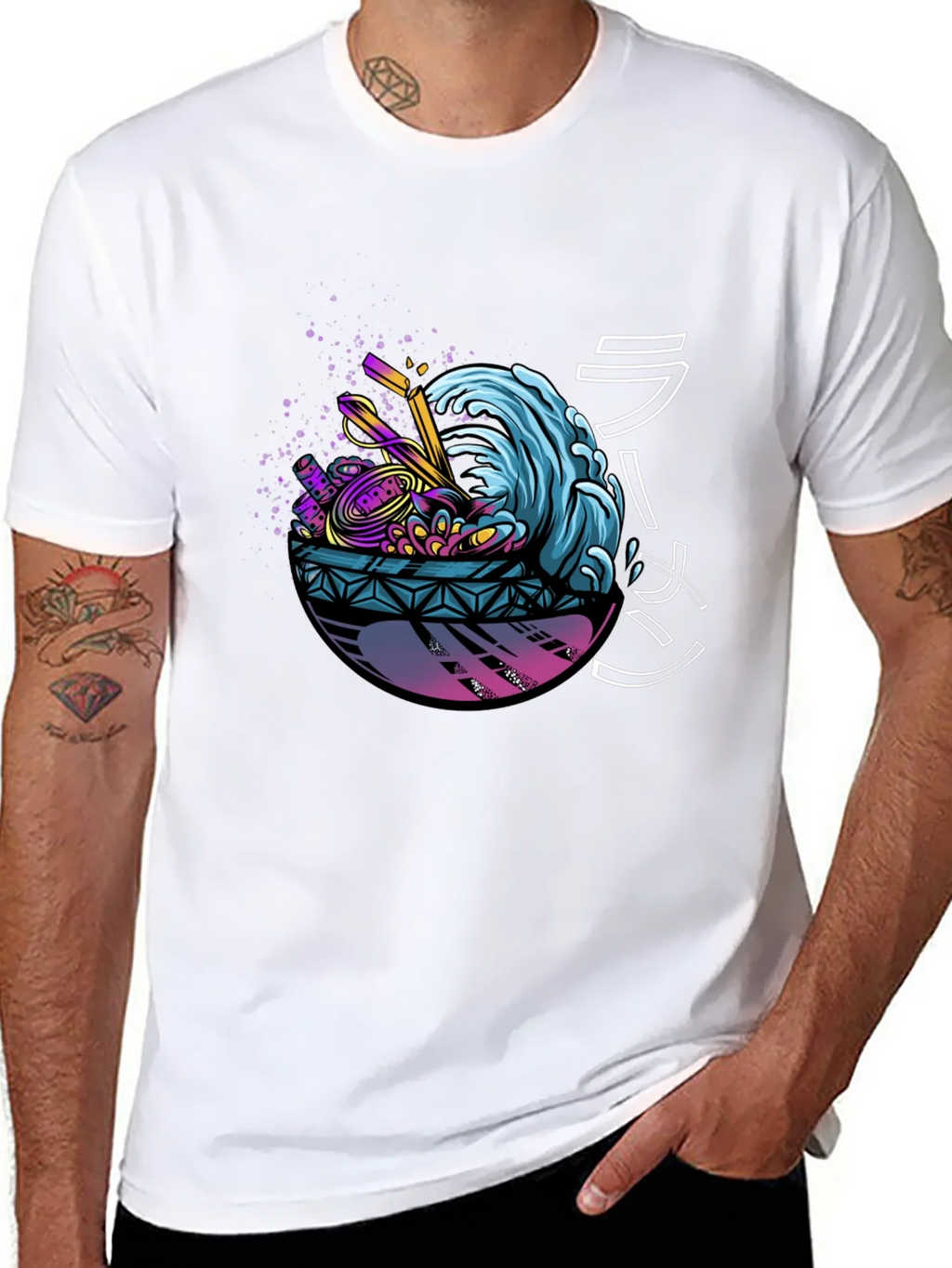 Ramen Wave Graphic Tee - Unique Design Soft Fabric product image 3