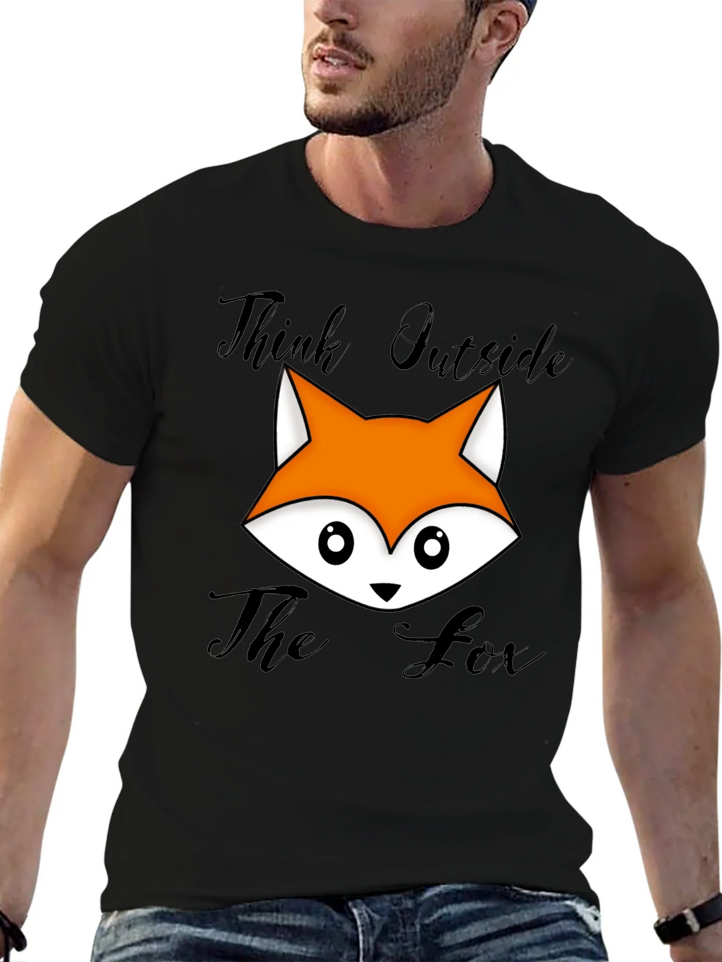 Think Outside The Fox Graphic T-Shirt - Black product image 6