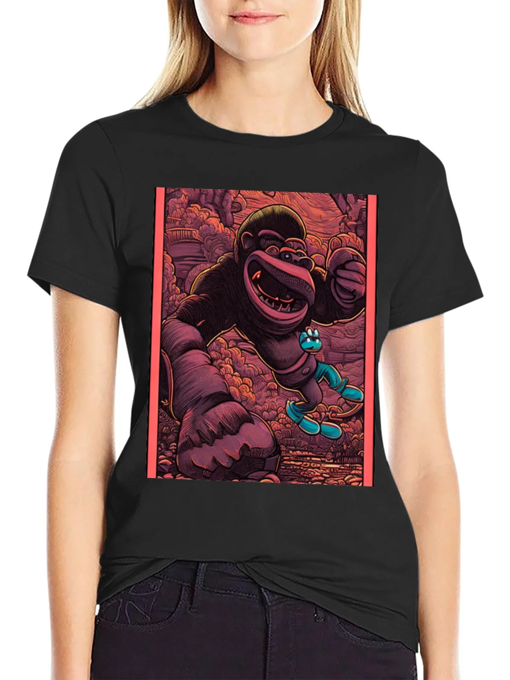 Cartoon Gorilla Graphic Tee - Black product image 1