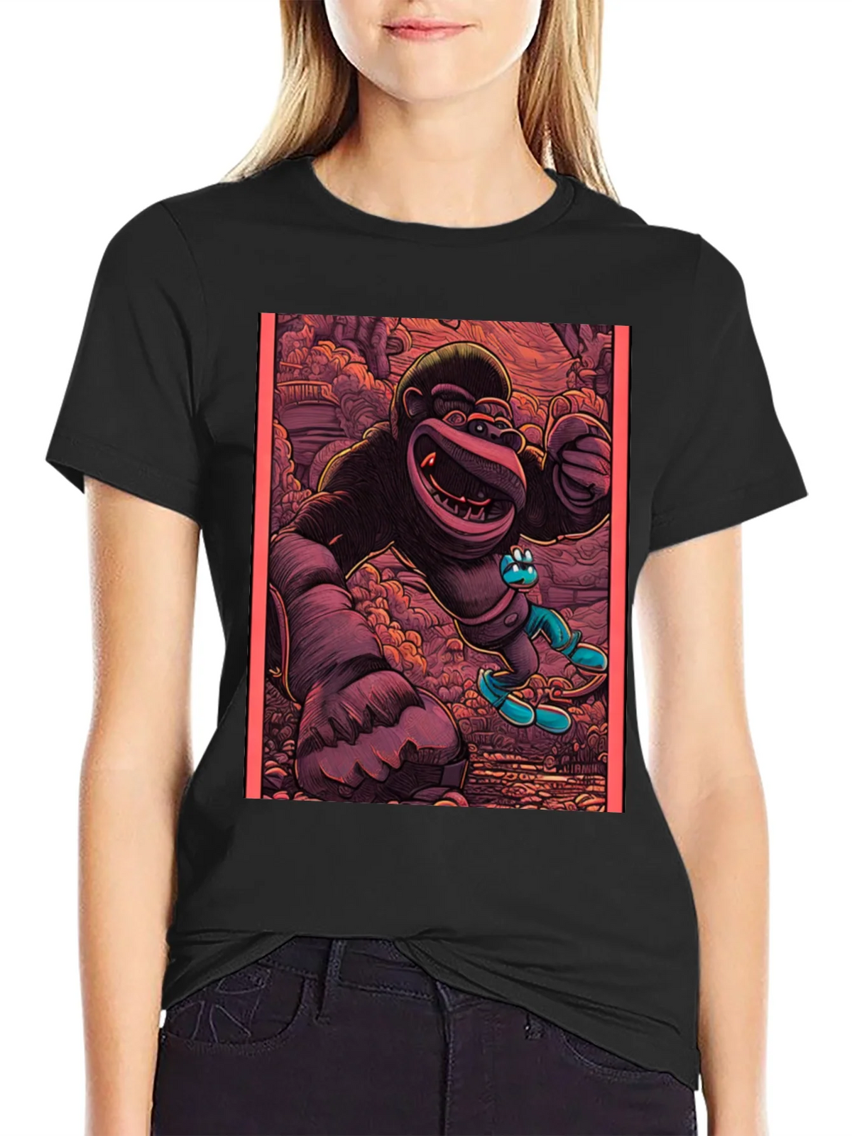 Cartoon Gorilla Graphic Tee - Black product image 1