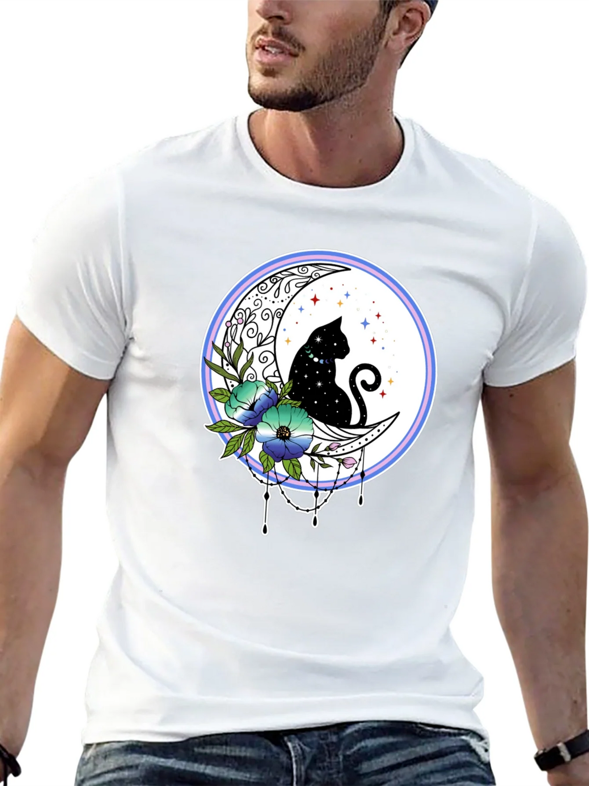 Celestial Cat on Moon T-Shirt product image 12