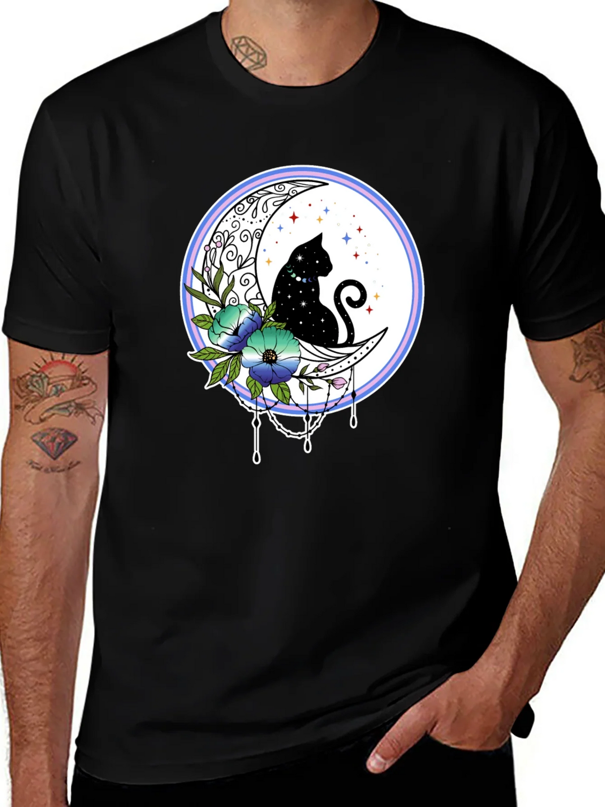Celestial Cat on Moon T-Shirt product image 1