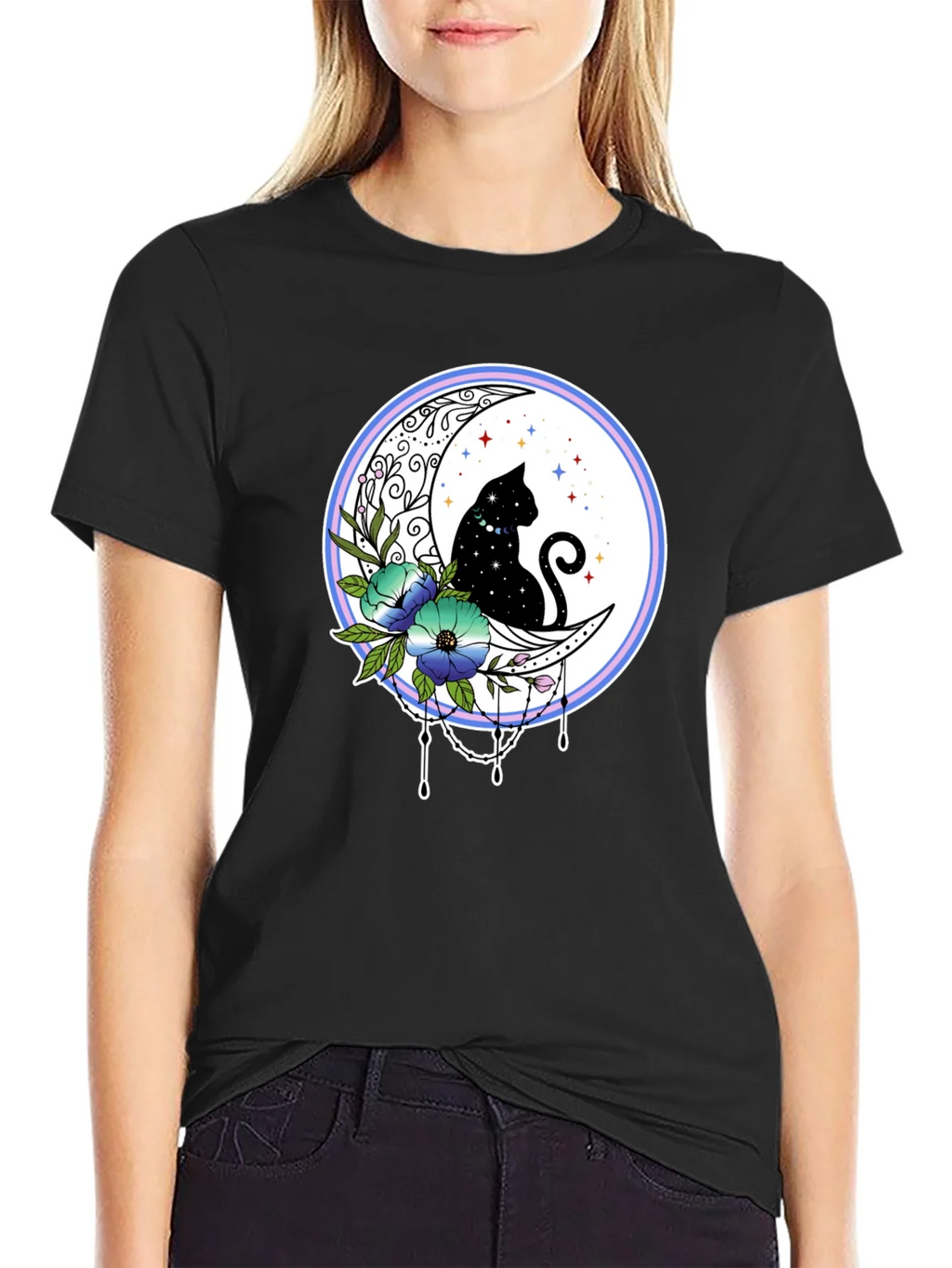 Celestial Cat on Moon T-Shirt product image 2