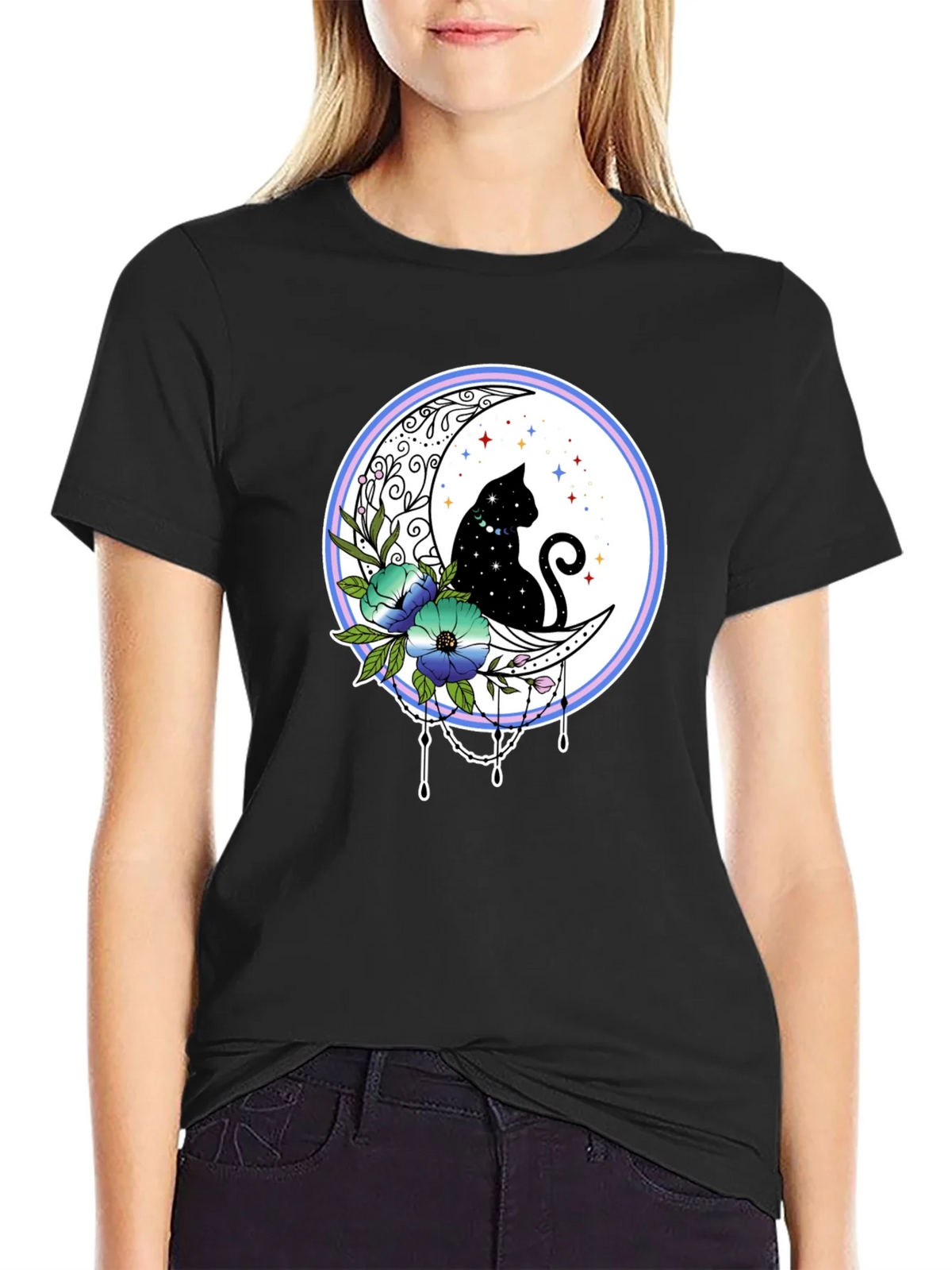 Celestial Cat on Moon T-Shirt product image 2