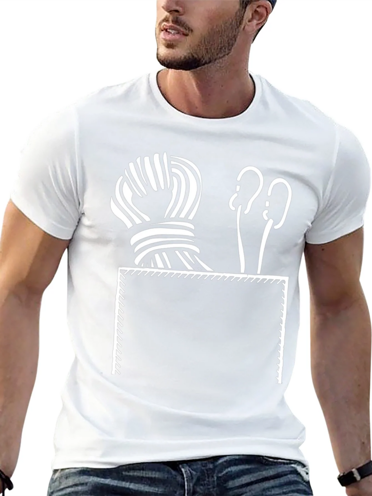 Knitting Pocket T-Shirt - Yarn & Needles Design product image 12