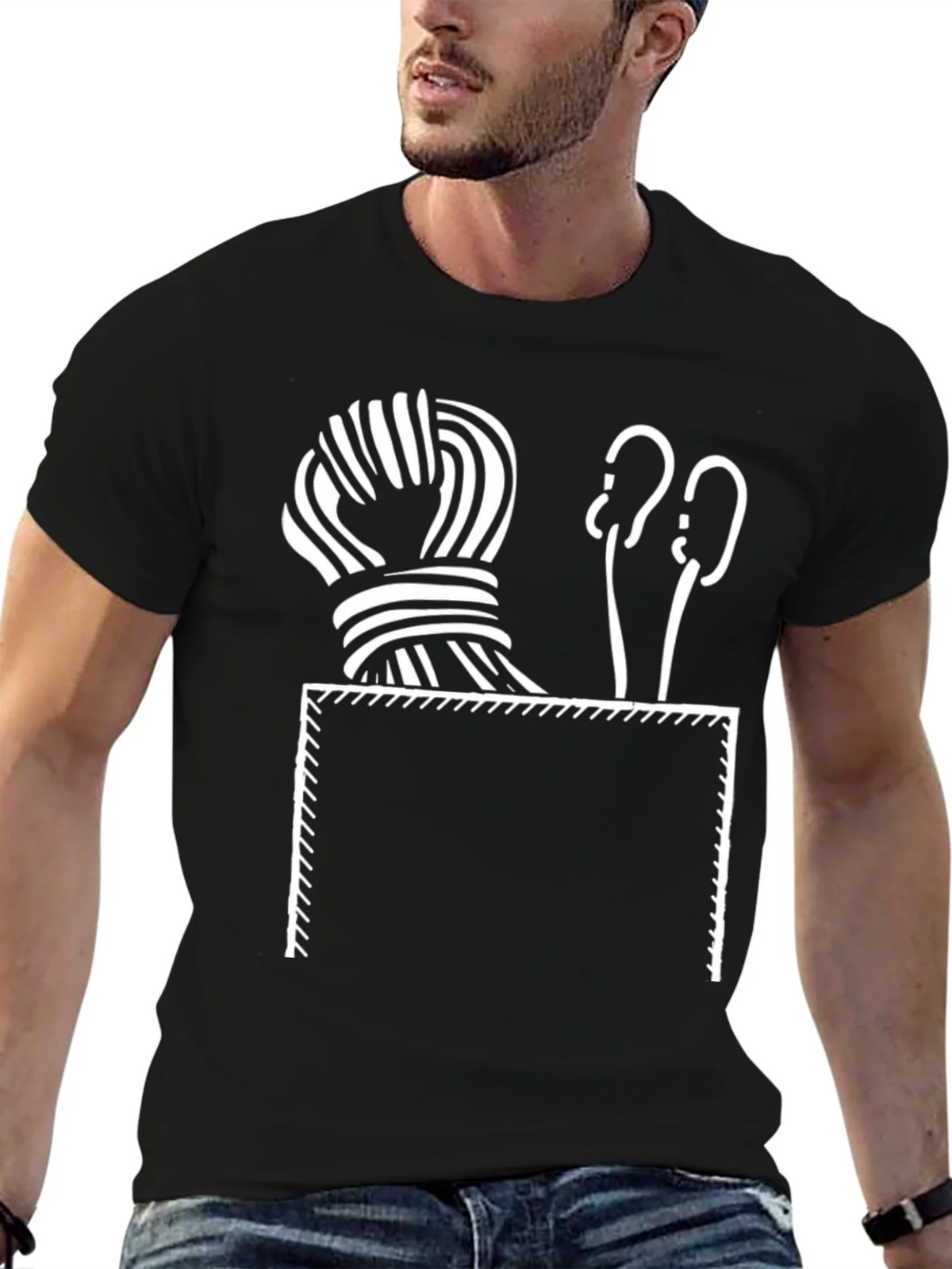 Knitting Pocket T-Shirt - Yarn & Needles Design product image 6