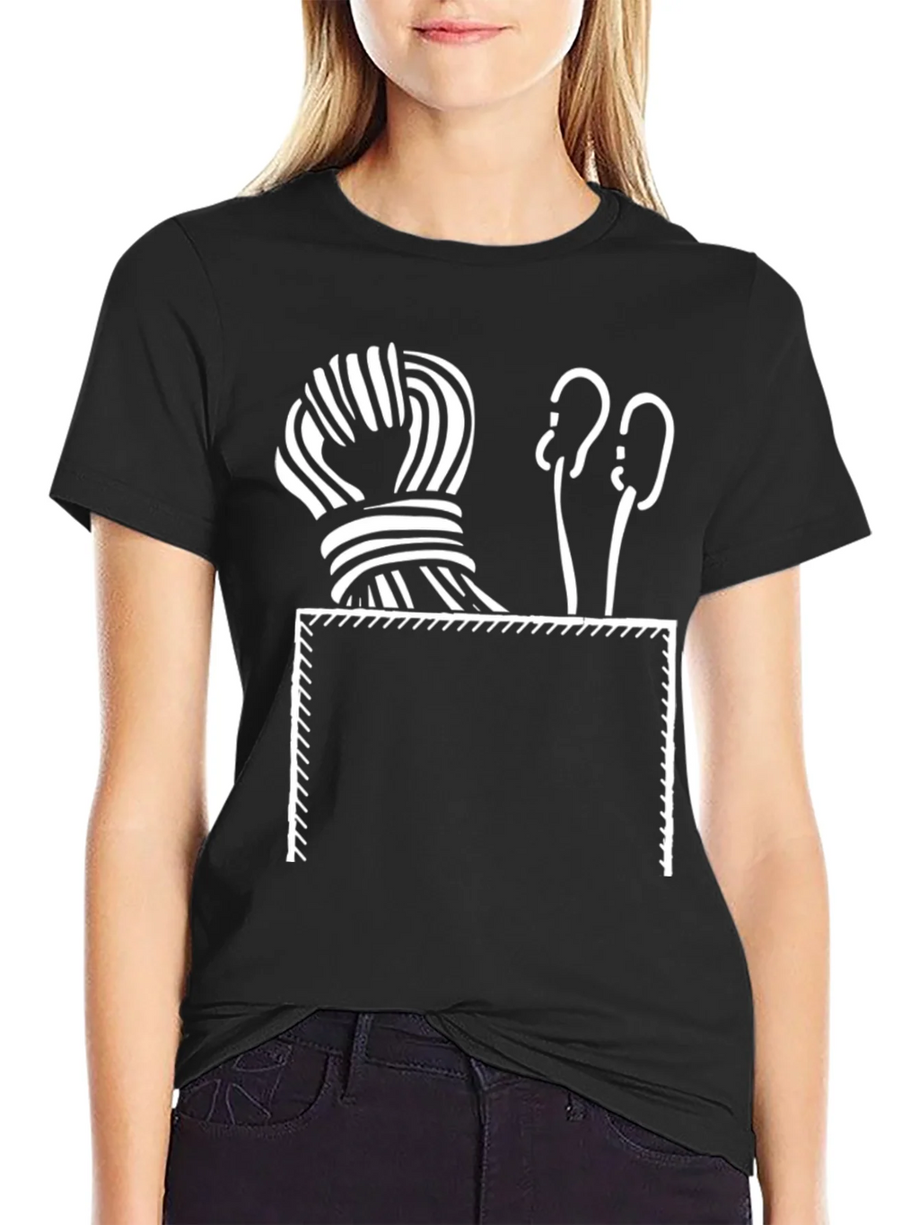 Knitting Pocket T-Shirt - Yarn & Needles Design product image 2