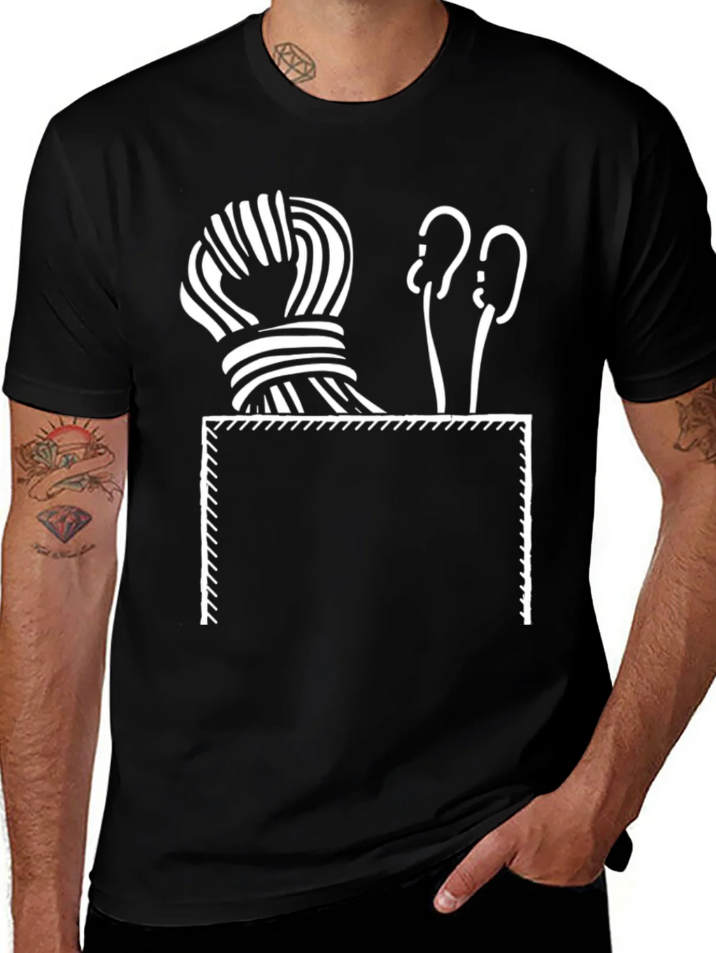 Knitting Pocket T-Shirt - Yarn & Needles Design product image 1