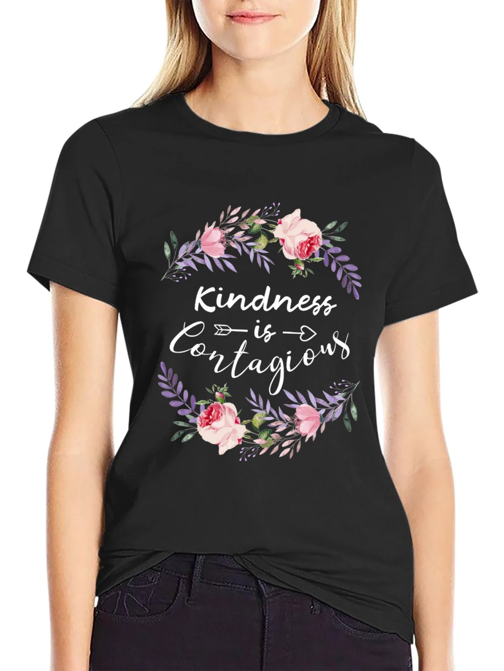 Kindness Contagious Floral Wreath Graphic Tee product image 2