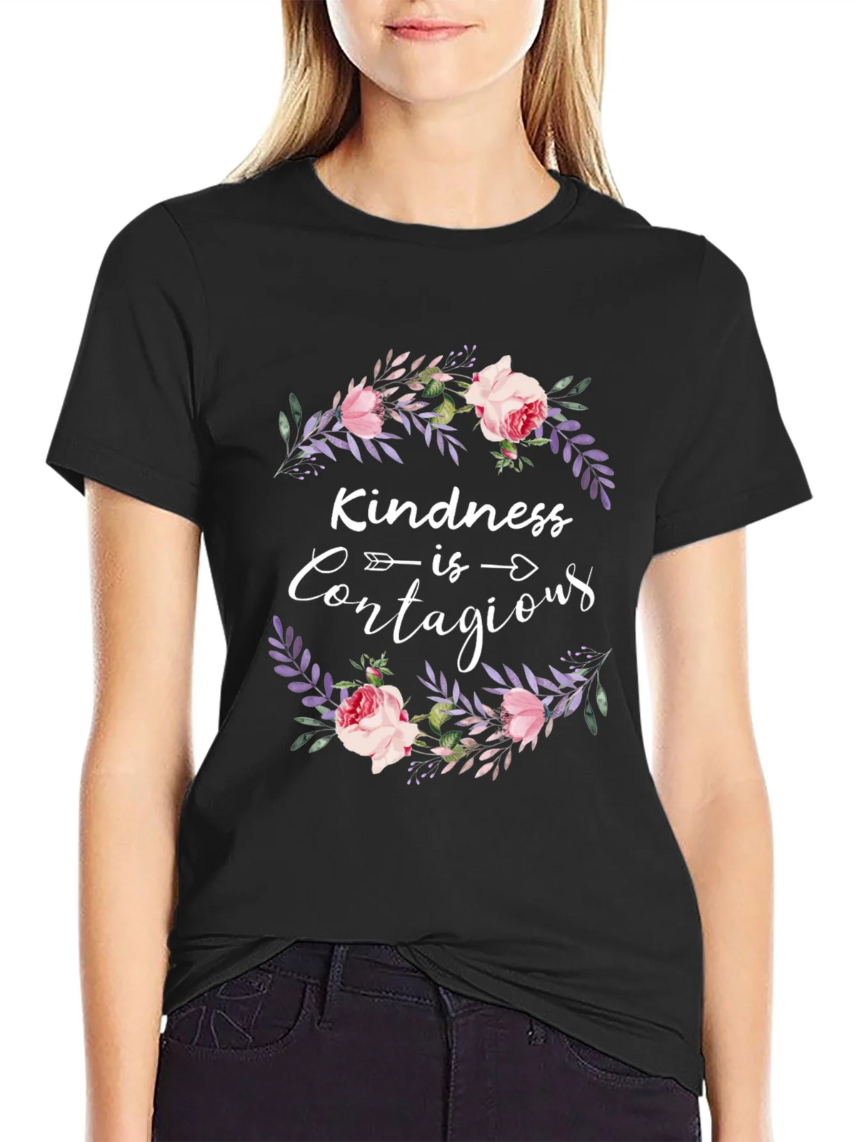 Kindness Contagious Floral Wreath Graphic Tee product image 2