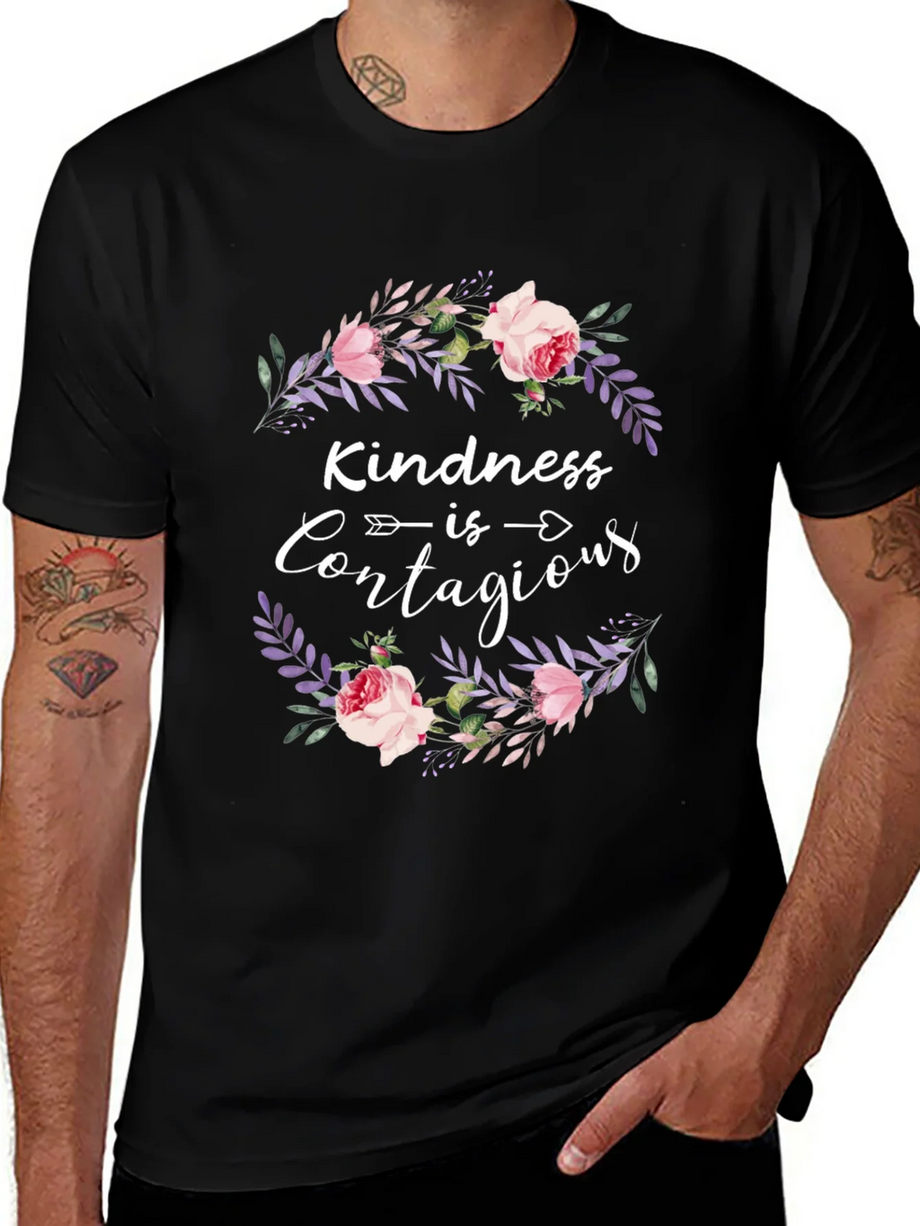 Kindness Contagious Floral Wreath Graphic Tee product image 1