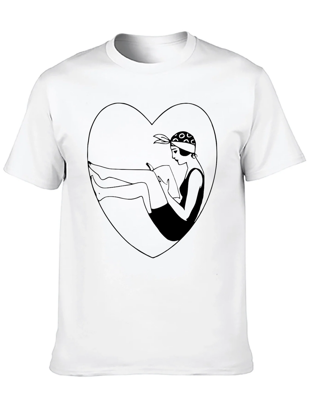 Vintage Style Woman Reading Heart Graphic Tee product image 9
