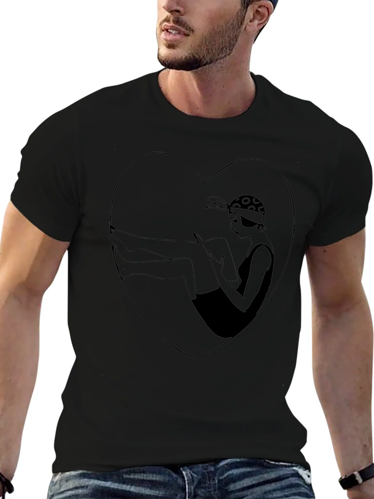 Vintage Style Woman Reading Heart Graphic Tee product image 6