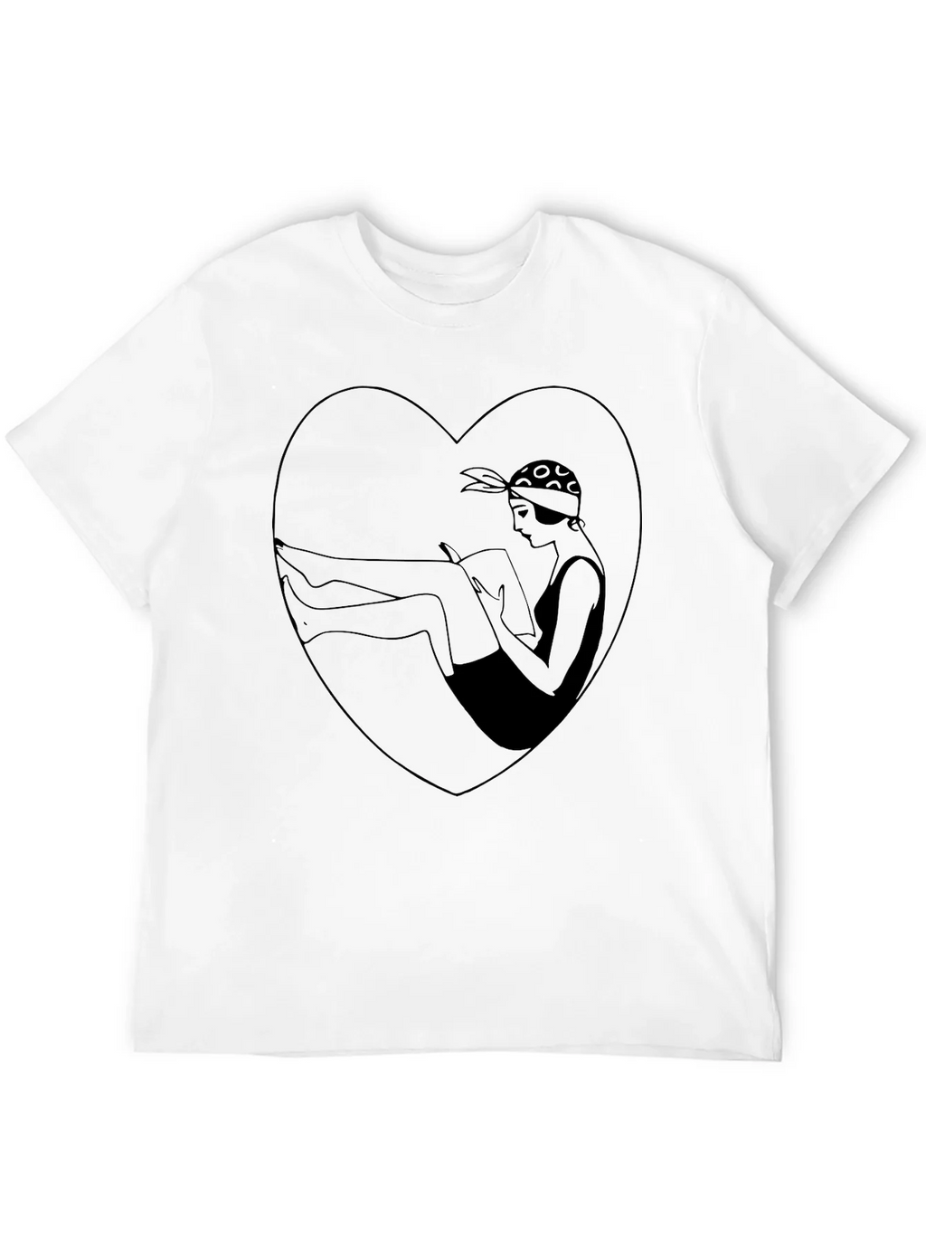 Vintage Style Woman Reading Heart Graphic Tee product image 11