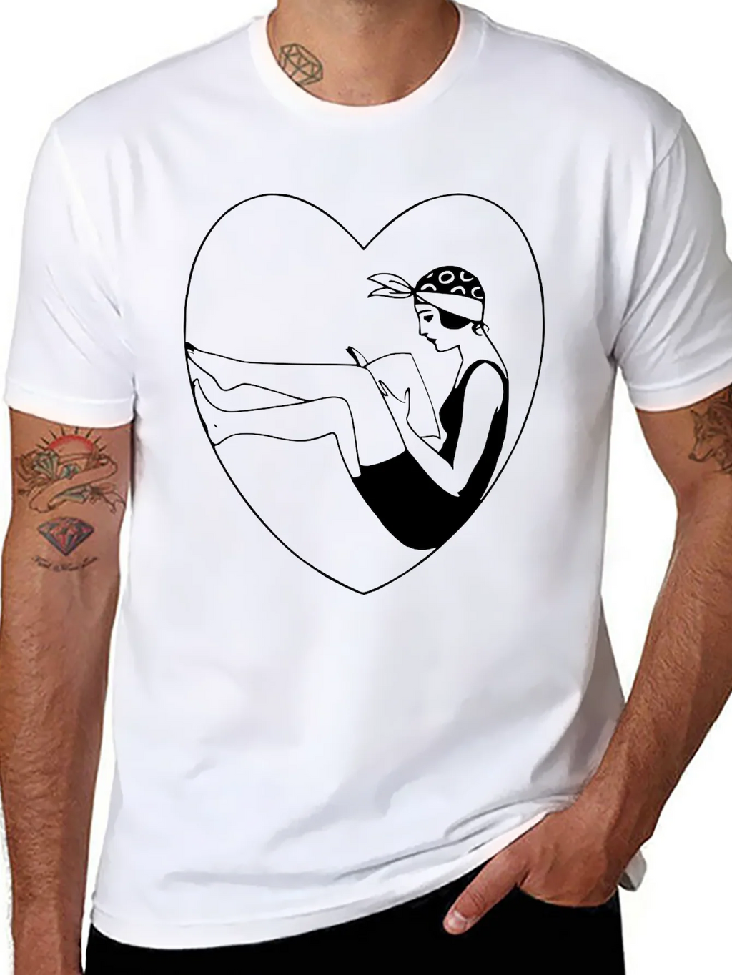 Vintage Style Woman Reading Heart Graphic Tee product image 7