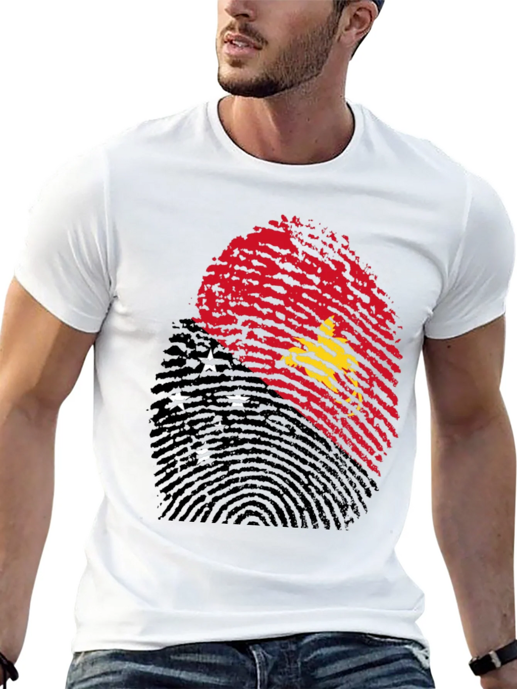 Papua New Guinea Flag Fingerprint T-Shirt product image 7